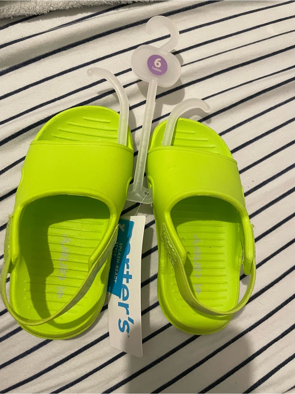 Carter's Bright Neon Green Toddler Slide Sandals with Rear Strap